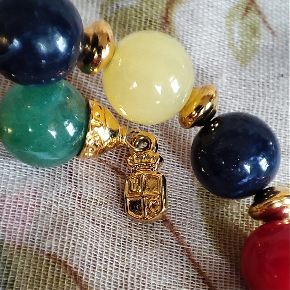 Lauren Conrad Vintage Bold Primary Colors Lucite Beaded Memory Wire Bracelet EUC